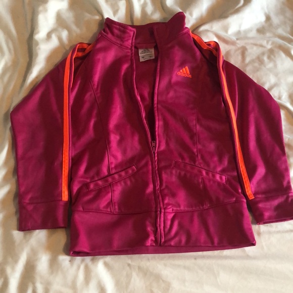 Pink & orange adidas zip up with 2 pockets - Picture 2 of 7